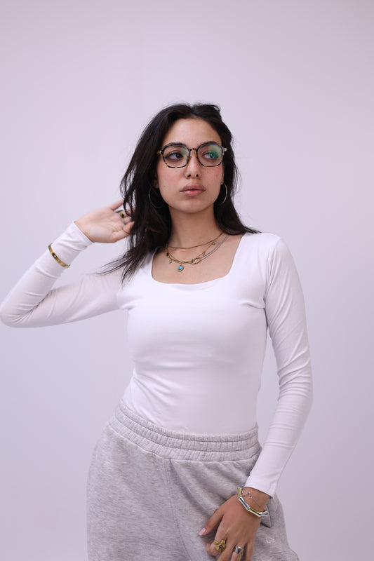 Open Square Long Sleeve Top – Premium Cotton