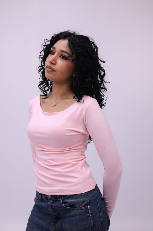 Open Round Long Sleeve Top – Premium Cotton