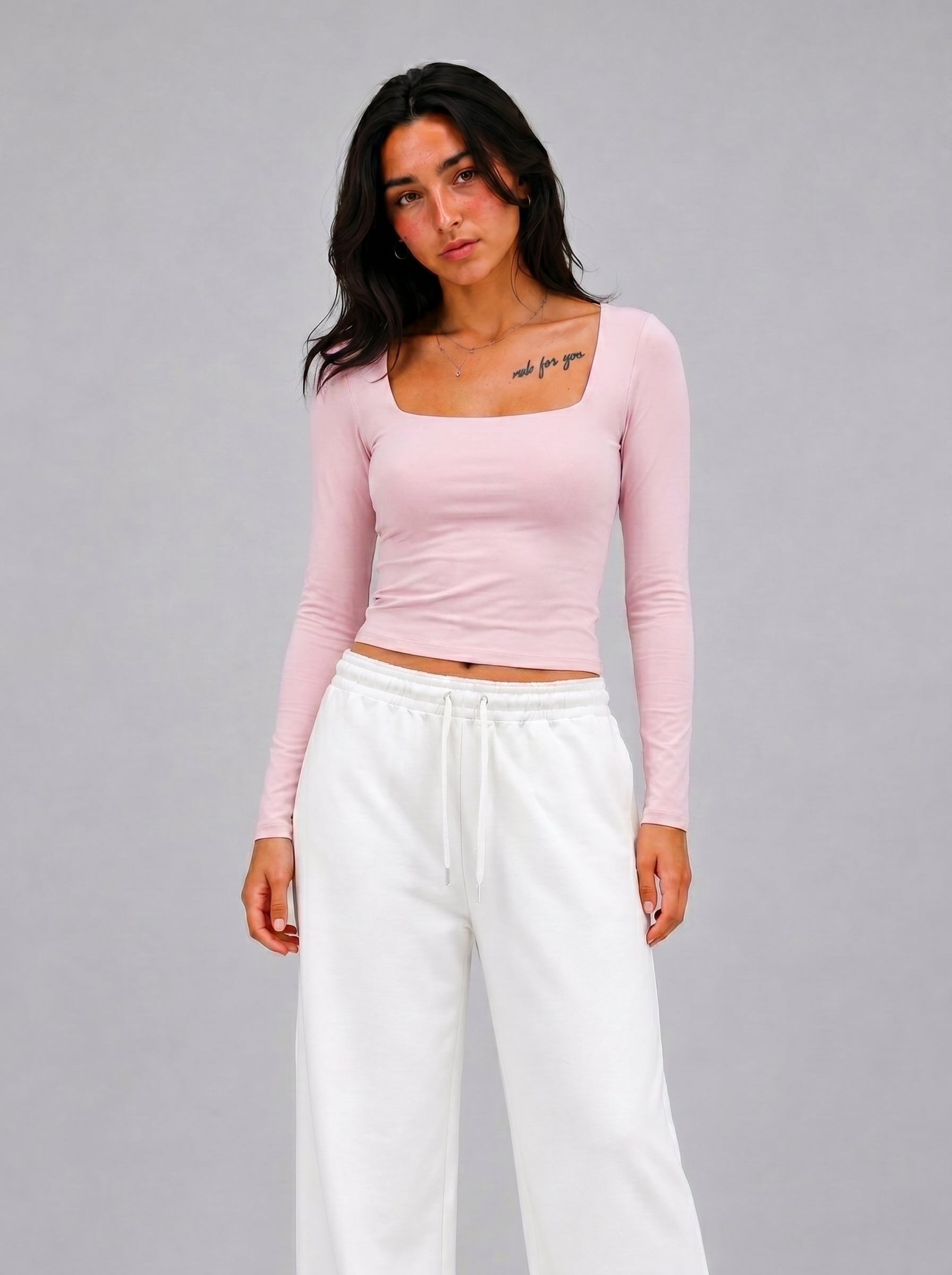 Open Square Long Sleeve Top – Premium Cotton