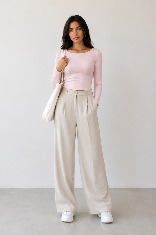 Open Round Long Sleeve Top – Premium Cotton